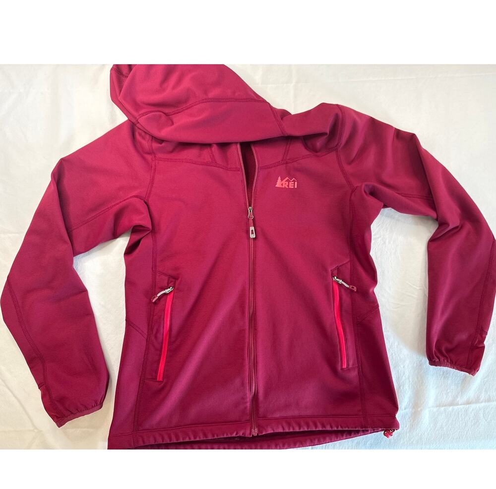 REI Full Zip Jacket M Berry Pink Thumbholes Zip Pockets Outdoor Active